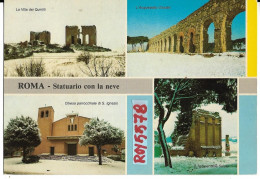 Lazio-roma Quartiere Statuario Capannelle Vedute Vedutine Zona Statuario Con La Neve Animate Fine Anni 60 - Autres & Non Classés