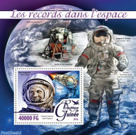 Guinea, Republic 2016 Records In Space, Mint NH, Transport - Space Exploration - Sonstige & Ohne Zuordnung