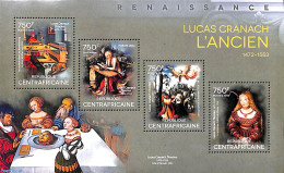 Central Africa 2014 Lucas Cranach, The Old 4v M/s, Mint NH, Art - Paintings - Centraal-Afrikaanse Republiek