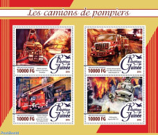 Guinea, Republic 2016 Fire Engines, Mint NH, Transport - Automobiles - Fire Fighters & Prevention - Helicopters - Auto's