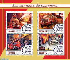 Guinea, Republic 2016 Fire Engines, Mint NH, Transport - Automobiles - Fire Fighters & Prevention - Helicopters - Autos