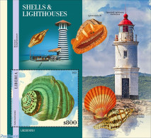 Liberia 2023 Shells & Lighthouses, Mint NH, Nature - Various - Shells & Crustaceans - Lighthouses & Safety At Sea - Meereswelt