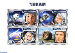 Maldives 2013 Yuri Gagarin 4v M/s, Mint NH, Transport - Space Exploration - Maldivas (1965-...)