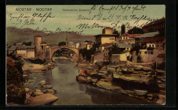 AK Mostar, Römerbrücke, Südpartie  - Bosnien-Herzegowina