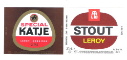 BROUWERIJ LEROY - BOEZINGE - SPECIAL KATJE - STOUT LEROY  - 2 BIERETIKETTEN  (BE 124) - Beer