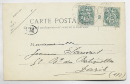 BLANC 5C PAIRE AVEC MILLESIME 3 BONE CONSTANTINE ALGERIE SUR CARTE ECRITE PHILIPPEVILLE + BM - 1900-29 Blanc