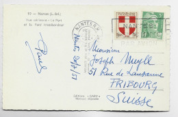 BLASON 1FR+5FR GANDON VERT CARTE 5 MOTS NANTES 1951 POUR SUISSE AU TARIF - 1941-66 Coat Of Arms And Heraldry