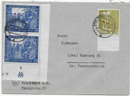 Brief Von Frankfurt/M 22.6.48 Nach Hamburg, Eckrand - Storia Postale