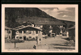 AK Wallgau /Isar, Kriegerdenkmal Und Hotel Post  - Sonstige & Ohne Zuordnung