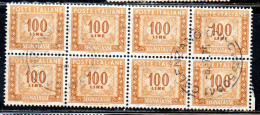 ITALIA REPUBBLICA ITALY REPUBLIC 1955 1957 SEGNATASSE POSTAGE DUE TAXE TASSE 100 LIRE STELLE STARS USATO USED OBLITERE' - Postage Due