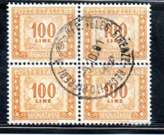 ITALIA REPUBBLICA ITALY REPUBLIC 1955 1957 SEGNATASSE POSTAGE DUE TAXE TASSE 100 LIRE STELLE STARS USATO USED OBLITERE' - Postage Due