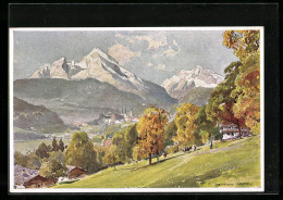 Künstler-AK Edward Harrison Compton: Berchtesgaden, Ortsansicht Mit Watzmann Und Hochkalter  - Autres & Non Classés