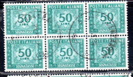 ITALIA REPUBBLICA ITALY REPUBLIC 1955 1957 SEGNATASSE POSTAGE DUE TASSE TAXE 50 LIRE STELLE STARS USATO USED OBLITERE' - Taxe