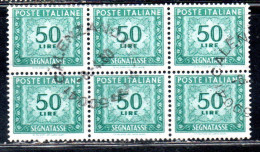 ITALIA REPUBBLICA ITALY REPUBLIC 1955 1957 SEGNATASSE POSTAGE DUE TASSE TAXE 50 LIRE STELLE STARS USATO USED OBLITERE' - Taxe
