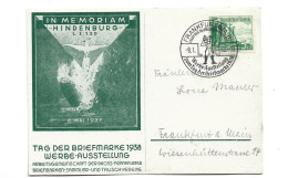 GERMANY DEUTSCHLAND - 1938 REICH PRIVATGANZSACHE FRANKFURT - IN MEMORIAM HINDENBURG - GRAFF ZEPPELIN - Other & Unclassified