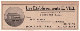 1932 - Publicité - Connerré (Sarthe) - Établissements Viel - Poulaillers - Clapiers - Publicidad