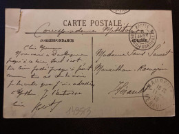 CP MALO LES BAINS OBL.8 JANV 15 POSTES BUREAU FRONTIERE N + Arrivée MAUREILHAN HERAULT (34) - WW I