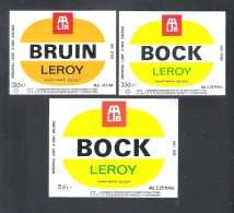 BROUWERIJ LEROY - BOEZINGE - BOCK - BRUIN - 3 BIERETIKETTEN  (BE 128) - Beer