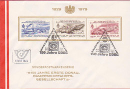 Ö 1979 - Mi: 1601-1603 (2) , 150 Jahre Erste Donau Dampfschiffahrts Gesellschaft , SST 1010 Wien - FDC