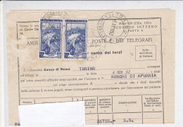 Italia Al Lavoro (7) 55 Lire Coppia Su Modello 489 Servizio Riscossioni 1952 - 1946-60: Poststempel