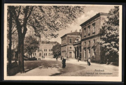 AK Ansbach, Bahnhof Mit Hauptpostamt Und Vorplatz  - Ansbach