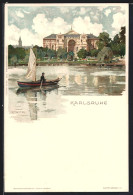 Künstler-AK K. Mutter: Karlsruhe, Ruderboot Mit Blick Zum Gebäude Um 1900  - Mutter, K.