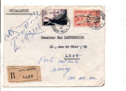 AFFRANCHISSEMENT COMPOSE SUR LETTRE RECOMMANDEE DE LYON GROLEE 1954  DOS INTERRESSANT - Postal Rates