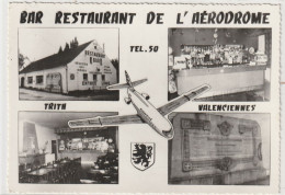 Bar-Restaurant De L'Aérodrome TRITH-VALENCIENNES - Divers Aspects, Blason, Avion - 105x150 Dentelée Glacée - Valenciennes