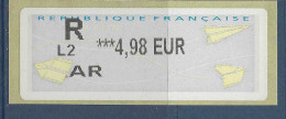 Vignette D'affranchissement Lisa - ATM - Tarif Recommandé L2 - 2000 Type « Avions En Papier »