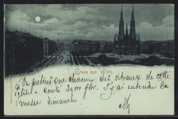 Mondschein-AK Wien, Votivkirche Und Maximiliansplatz  - Other & Unclassified