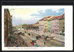 Künstler-AK Wien, Praterstern Mit Tegetthof-Monument  - Sonstige & Ohne Zuordnung