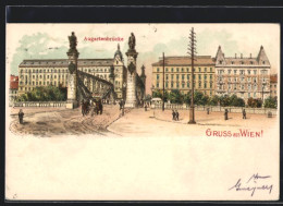 Lithographie Wien, Partie Mit Augartenbrücke  - Altri & Non Classificati