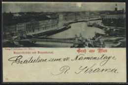 Mondschein-AK Wien, Aspernbrücke Und Donaukanal  - Autres & Non Classés