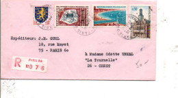 AFFRANCHISSEMENT COMPOSE SUR PLI RECOMMANDE DE PARIS 06 1970 - Tarifs Postaux