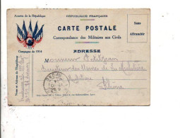 CARTE EN FRANCHISE ECRITE 1914 - WW I