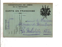 CARTE EN FRANCHISE ECRITE 1914 - Guerre De 1914-18