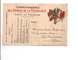 CARTE EN FRANCHISE ECRITE 1915 - WW I