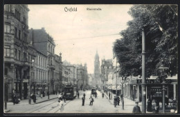 AK Crefeld, Rheinstrasse Mit Strassenbahn  - Tranvía