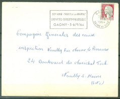 France Lsc Flamme Gagny  Taxis De La Marne  Septembre 1964   - Cartas & Documentos