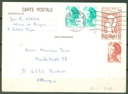 France  Entier Postal 2216 CP 1 Avec Complément Pour L'Allemagne  Novembre 1984  - Covers & Documents