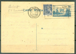 France  Entier Postal 403 CP 1 Avec Complément Mercure  Ob Béziers 1939 - Covers & Documents