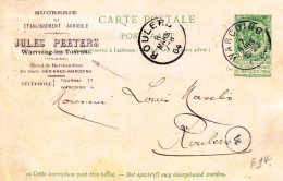WARCOING - LEZ TOURNAI - Publicité Sucrerie Jules Peeters - 1904 - Sonstige & Ohne Zuordnung