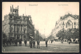 AK Düsseldorf, Graf Adolf-Strasse, Hotel Hansa, Hotel Bristol, Kutsche  - Düsseldorf