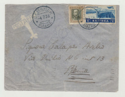 BUSTA SENZA LETTERA - POSTA AEREA - ANNULLO DEBAREK -AMARA DEL 1938 ERITREA - A.O.I. WW2 - Poststempel (Flugzeuge)