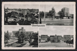 AK Oberhausen, Totalansicht, Bahnhof, Rathaus Mit Grillopark, Partie Am Polizeipräsidium  - Oberhausen