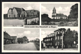 AK Osterwald /Krs. Neustadt A. Rbge., Gemischwarengeschäft V. W. Roggenthin, Kirche, Strassenpartie  - Autres & Non Classés