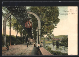 AK Elberfeld, Schwebebahn An Station Hammerstein, Im Hintergrund Kirche  - Hamm