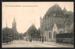 CPA Strasbourg Robertsau, Eglise Évangélique Et Ecoles  - Strasbourg