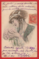 AD970 FANTAISIES FEMME ART NOUVEAU FLEUR ILLUSTRATEUR TOUSSAINT ? - Other & Unclassified