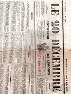 87-LIMOGES- JOURNAL LE 20 DECEMBRE COURRIER DE LIMOGES-7-8 JUIN 1857- PREFET DE COETLIGNON-ROYERES-MOULIN BAIGNOL-MEARD - Historical Documents